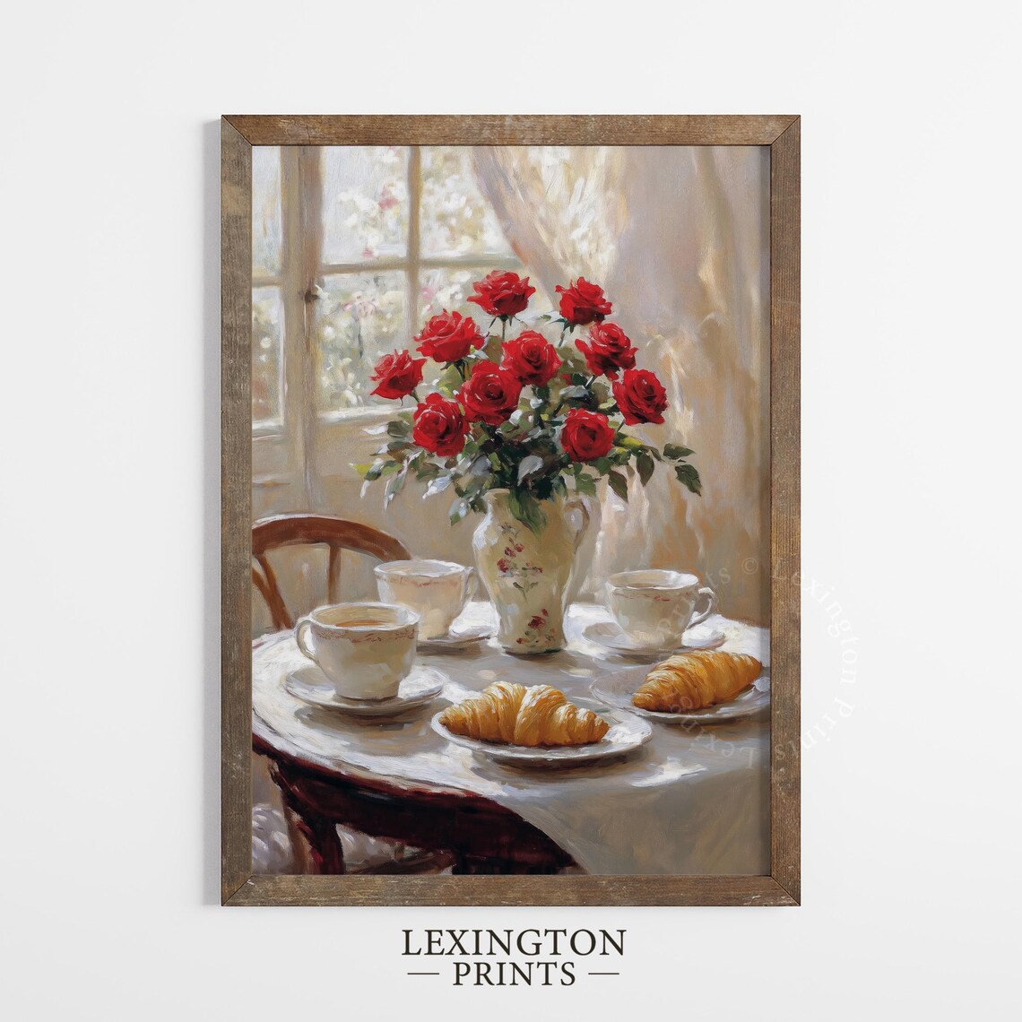 Vintage French Cafe Print Farmhouse Wall Art French Country Decor Kitchen Wall Art Red Roses Print Spring Print Floral Art 998 - Image 2