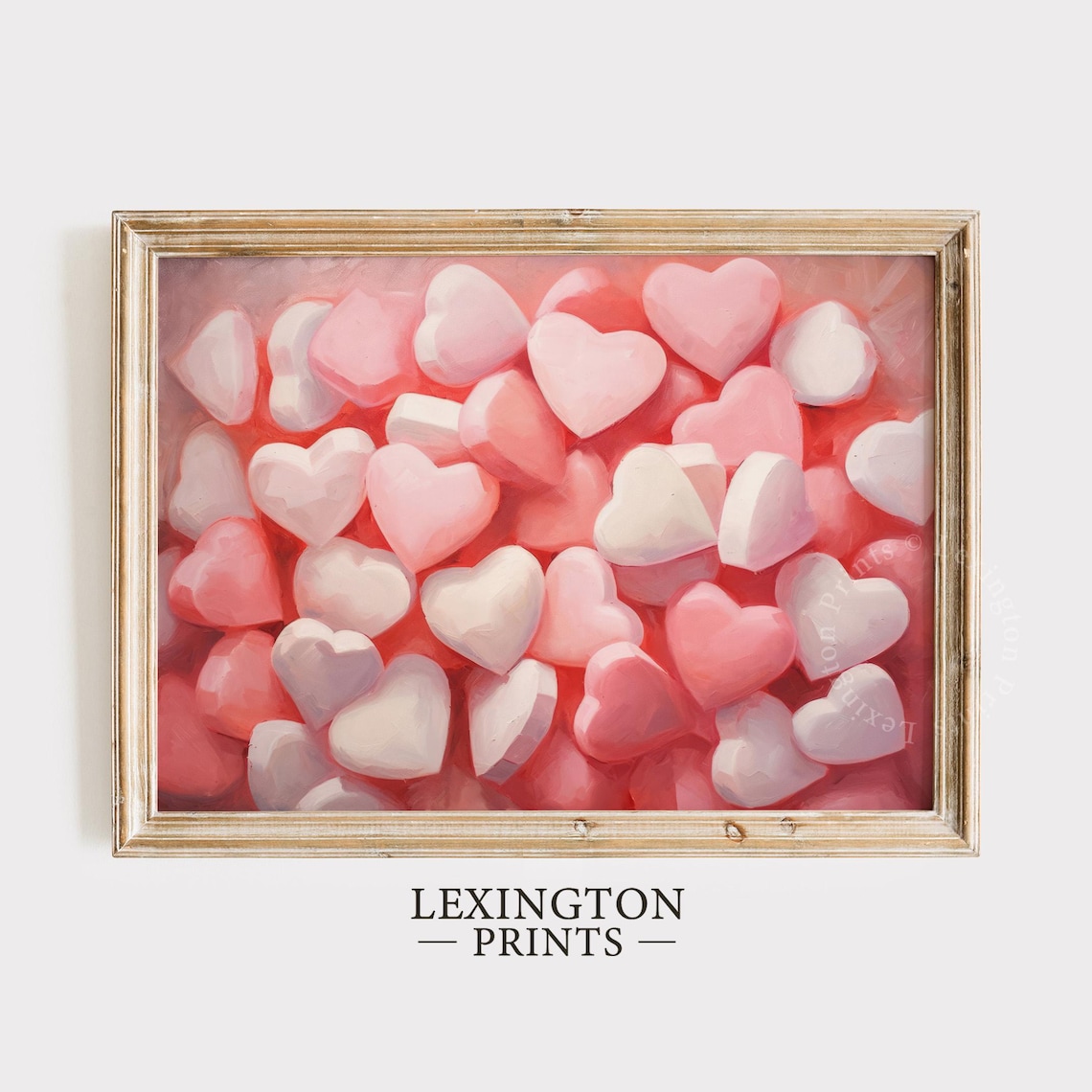Pink and White Candy Hearts Pile Valentine Sweet Treat Love Art Print - Image 5