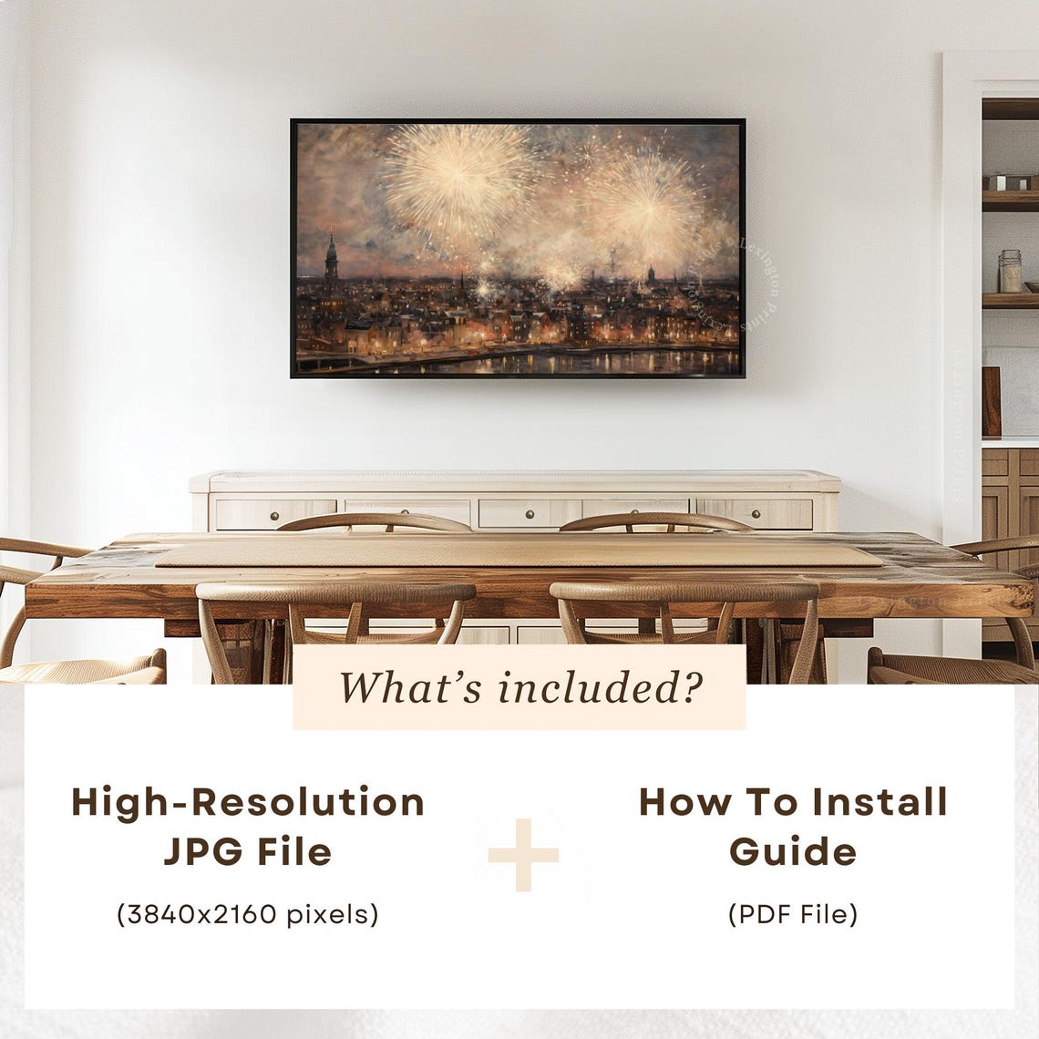 New Year Frame Tv Art New Years Party Art Fireworks Art Tv Frame New Year Holiday Decor Vintage New Years Eve Art Farmhouse 533 - Image 5