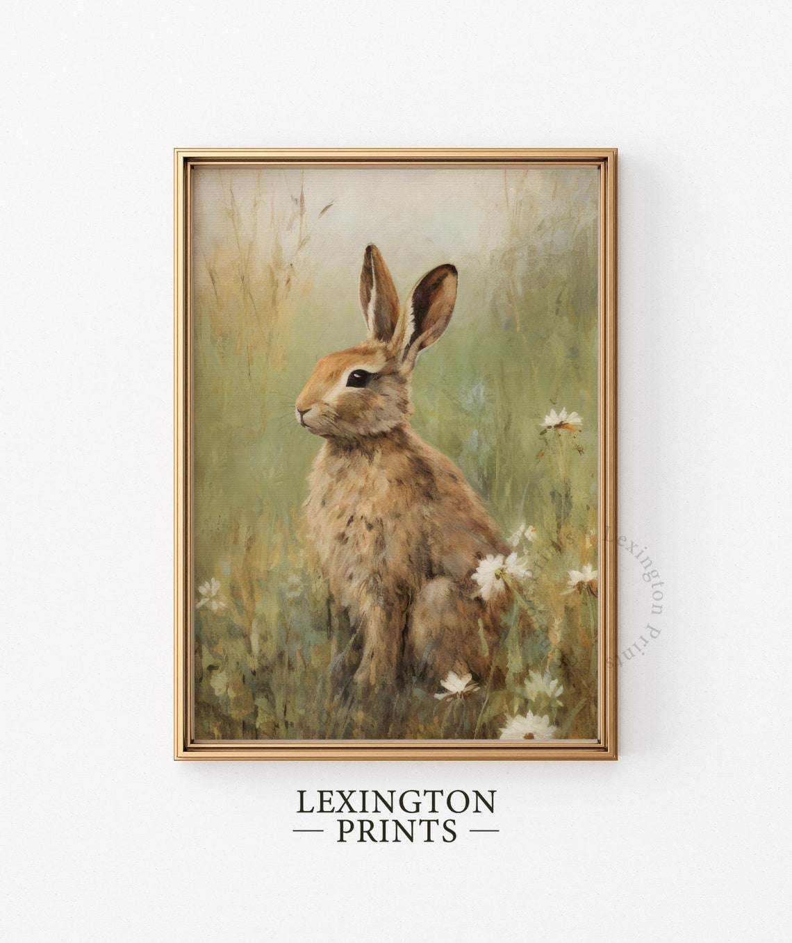 Rustic Brown Bunny Wildflower Meadow Spring Vintage Nature Poster - Image 6