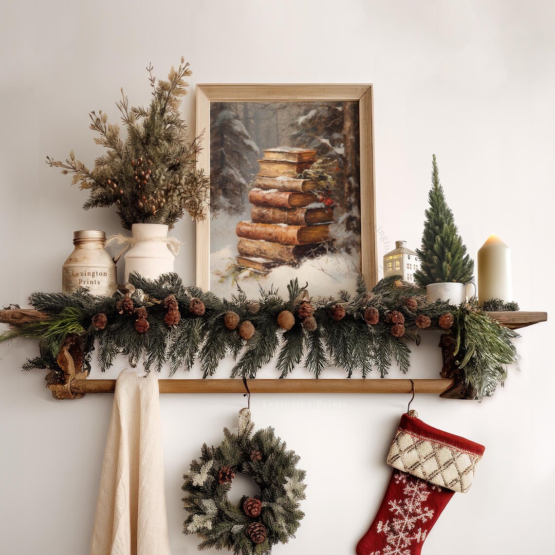 Snowy Christmas Wall Art Book Art Winter Dark Academia Decor Vintage Christmas Print Winter Print Oil Painting Holiday 355 - Image 6