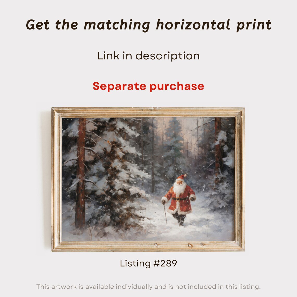 Santa Claus Walking Through a Snowy Forest Vintage Painting Poster - Image 2