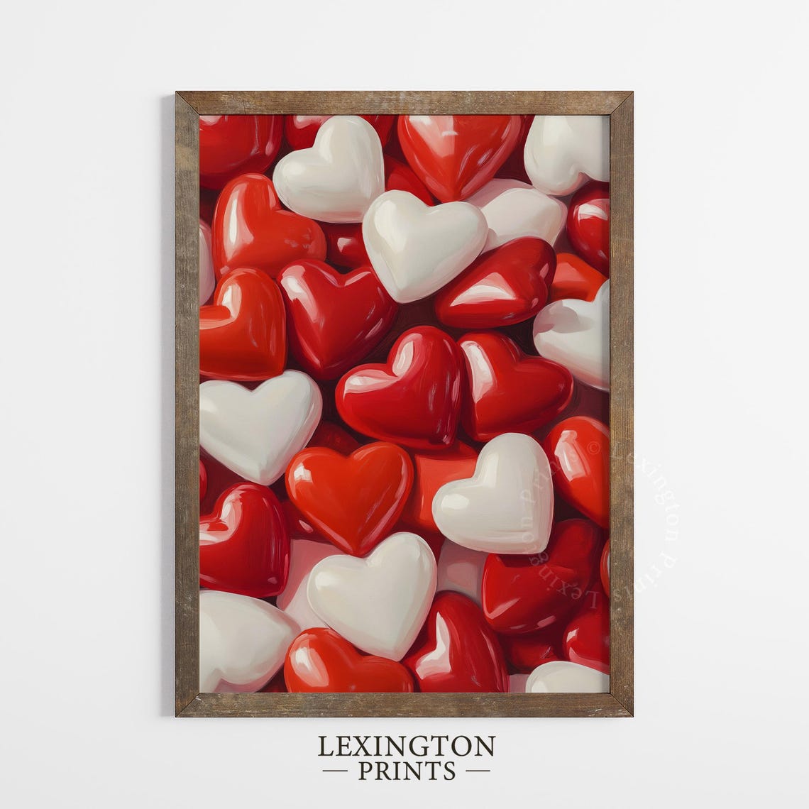 Glossy Red White Candy Hearts Valentine Day Romance Bedroom Poster - Image 4
