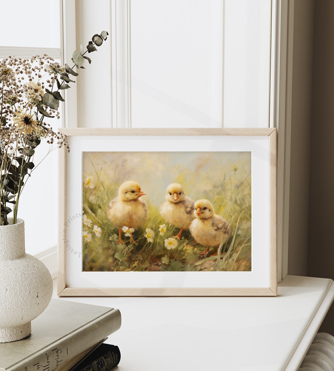 Three Baby Chicks in a Spring Meadow Vintage Painting Poster - Image 8