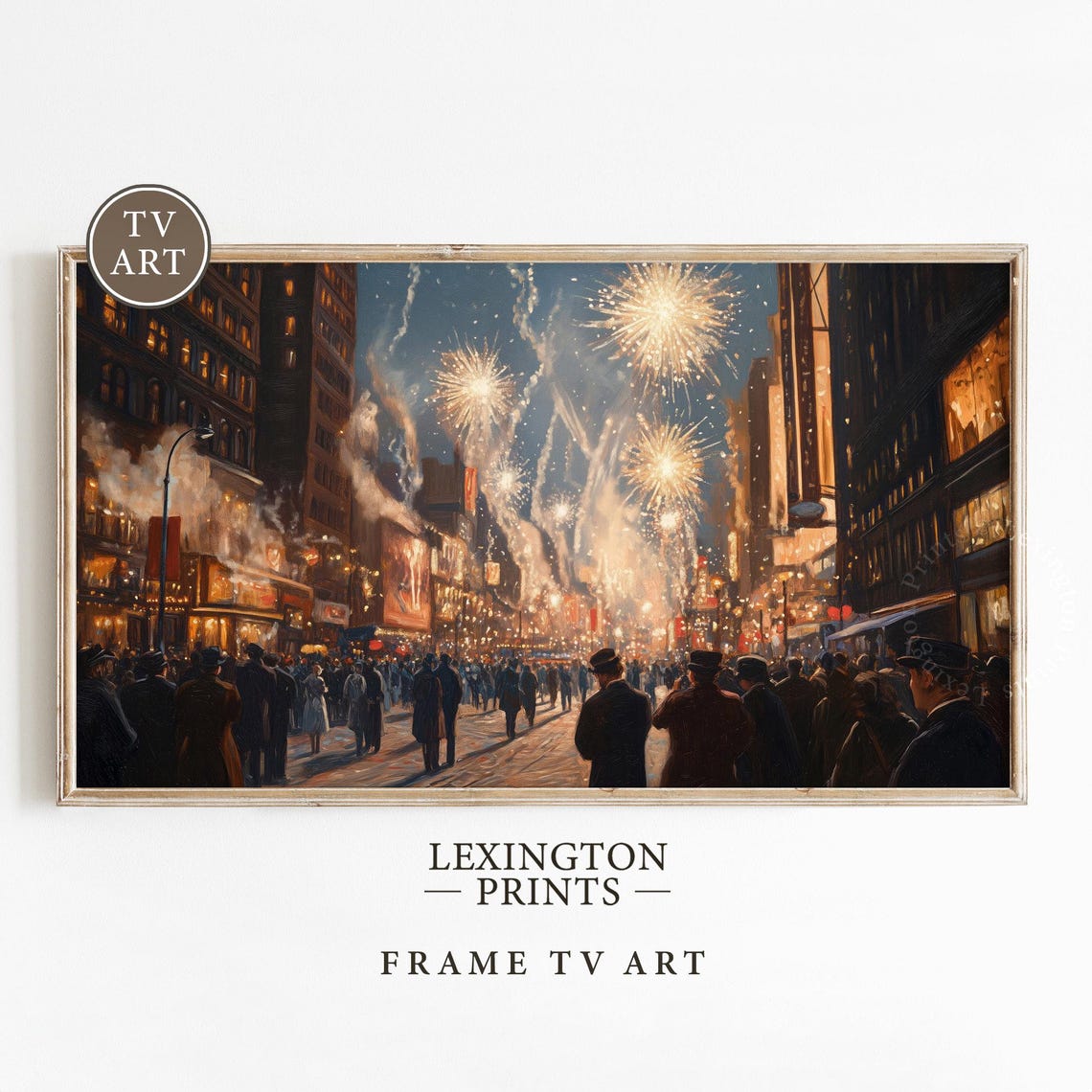 Vintage Fireworks New Years Tv Art New Years Frame Tv Art Winter Frame Tv Art Holiday Decor Gold New Years Party Art Christmas Tv Art 975