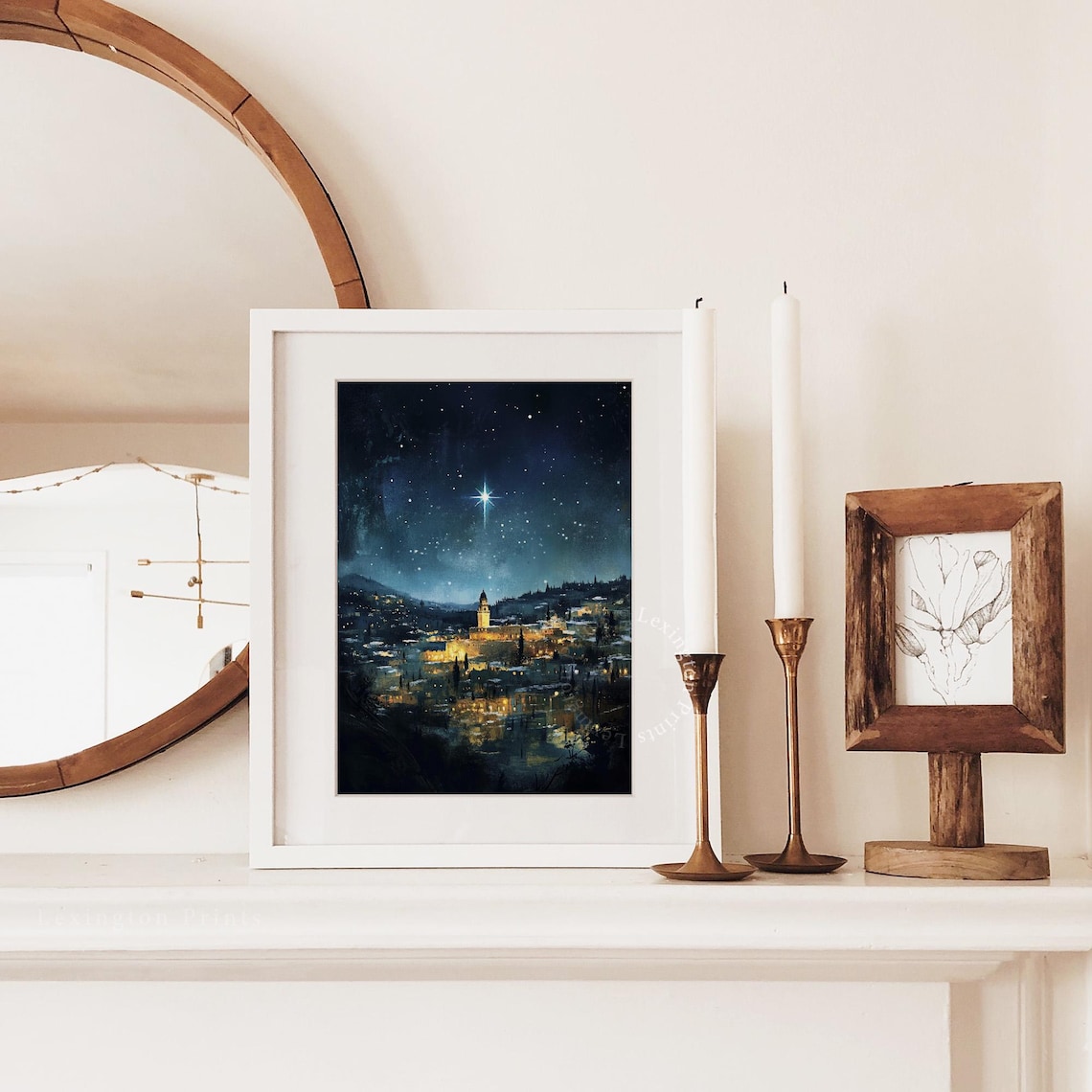 Bethlehem Starry Night Nativity Town Christmas Painting Poster - Image 6