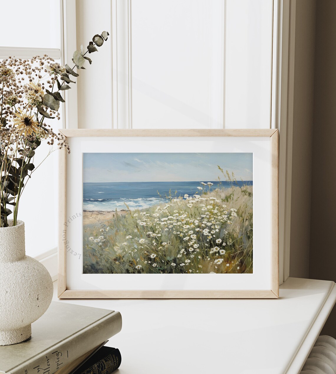 Summer Wildflower Field Vintage Coastal Landscape Print - Image 4