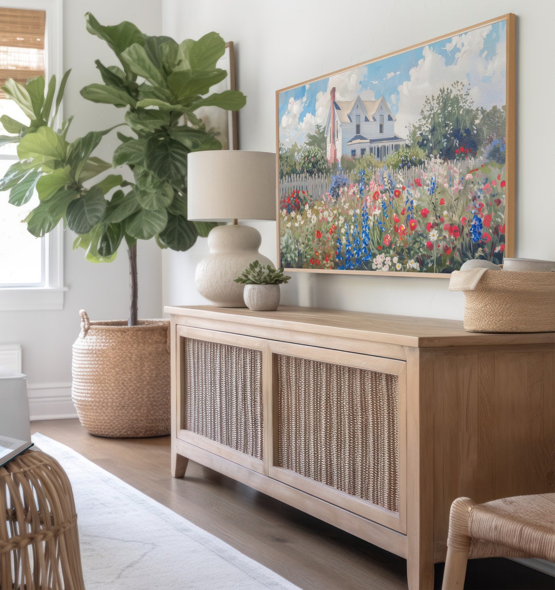 Coastal Cottage Frame Tv Art Summer Tv Art Coastal Tv Art 4th Of July Tv Art Wildflower Tv Art Maine Oil Painting Neutral Summer Decor 721 - Image 7
