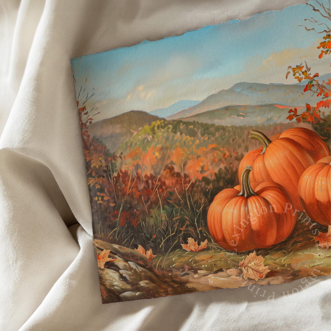 Pumpkin Field Fall Wall Art Vintage Fall Home Decor Pumpkin Print Fall Print Autumn Decor Moody Landscape Painting Cottage 778 - Image 7