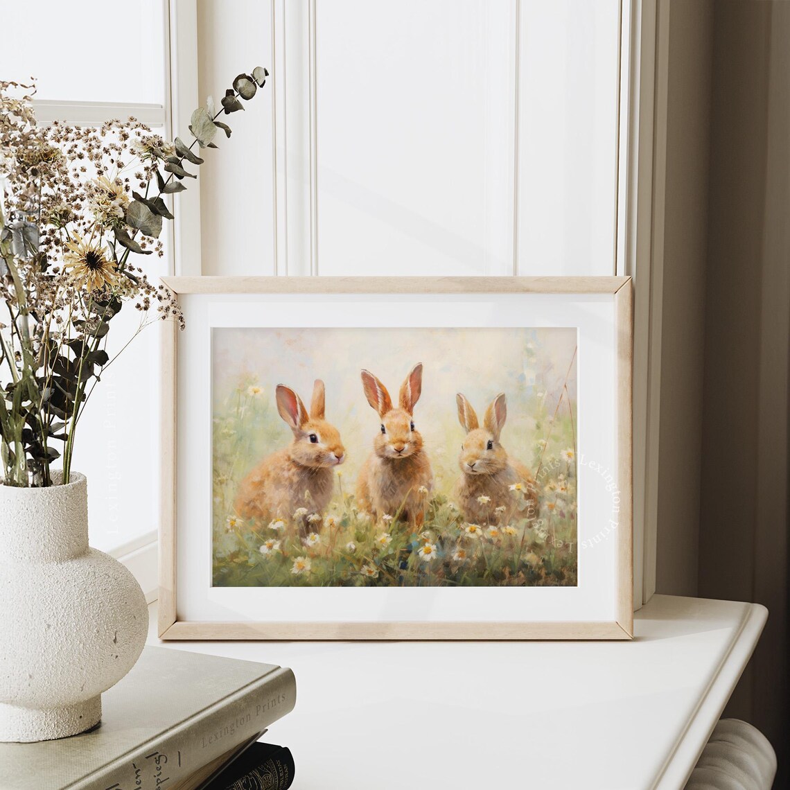Spring Bunny Rabbits Vintage Farmhouse Art Print - Image 4