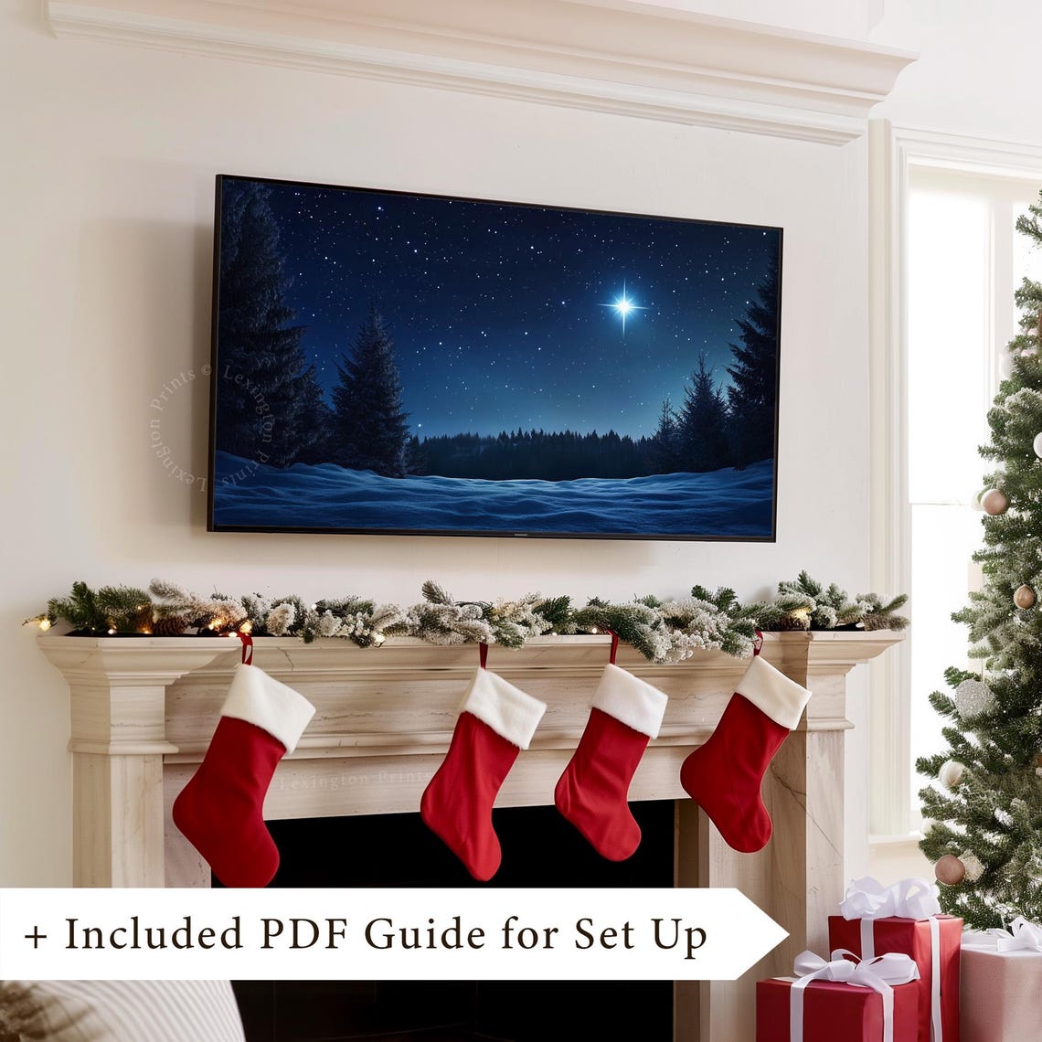 Winter Forest Christmas Star Tv Art Frame Tv Art Winter Tv Art Landscape Art Christian Tv Art Farmhouse Christmas Holiday Art 940 - Image 8