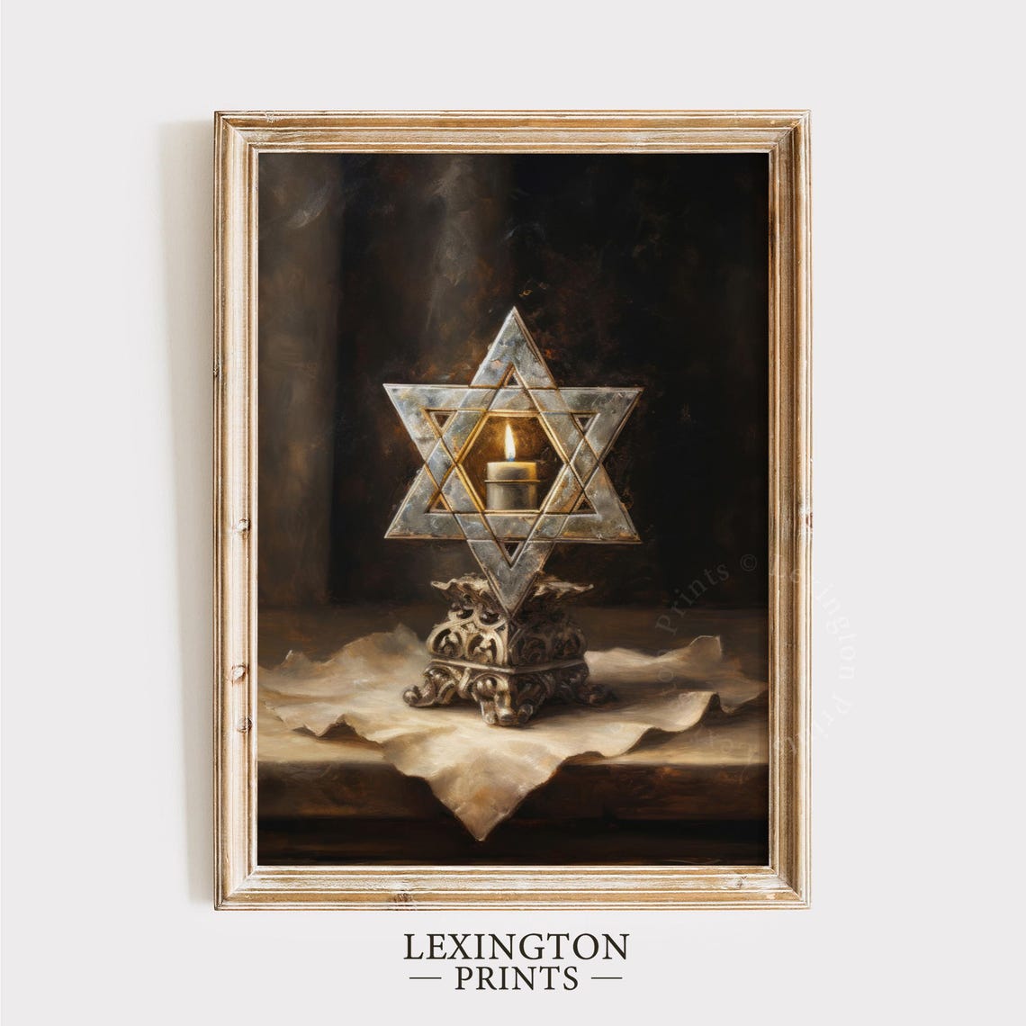 Vintage Jewish Wall Art Star Of David Art Oil Painting Art Jewish Print Star Of David Religious Art Hanukkah Decor Judaica Art 375 - Image 3
