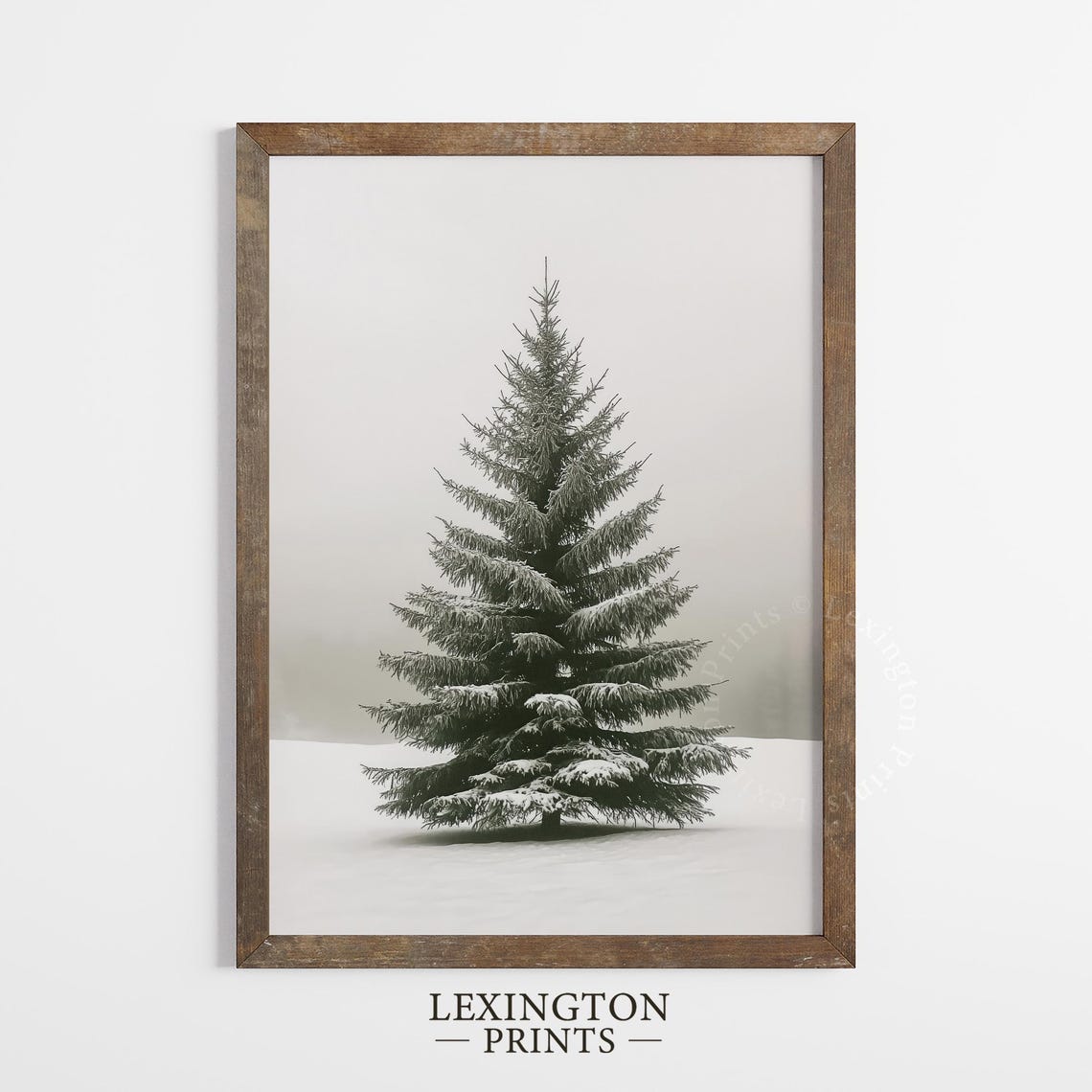 Snowy Lone Pine Tree Minimalist Winter Forest Landscape Decor Poster - Image 5