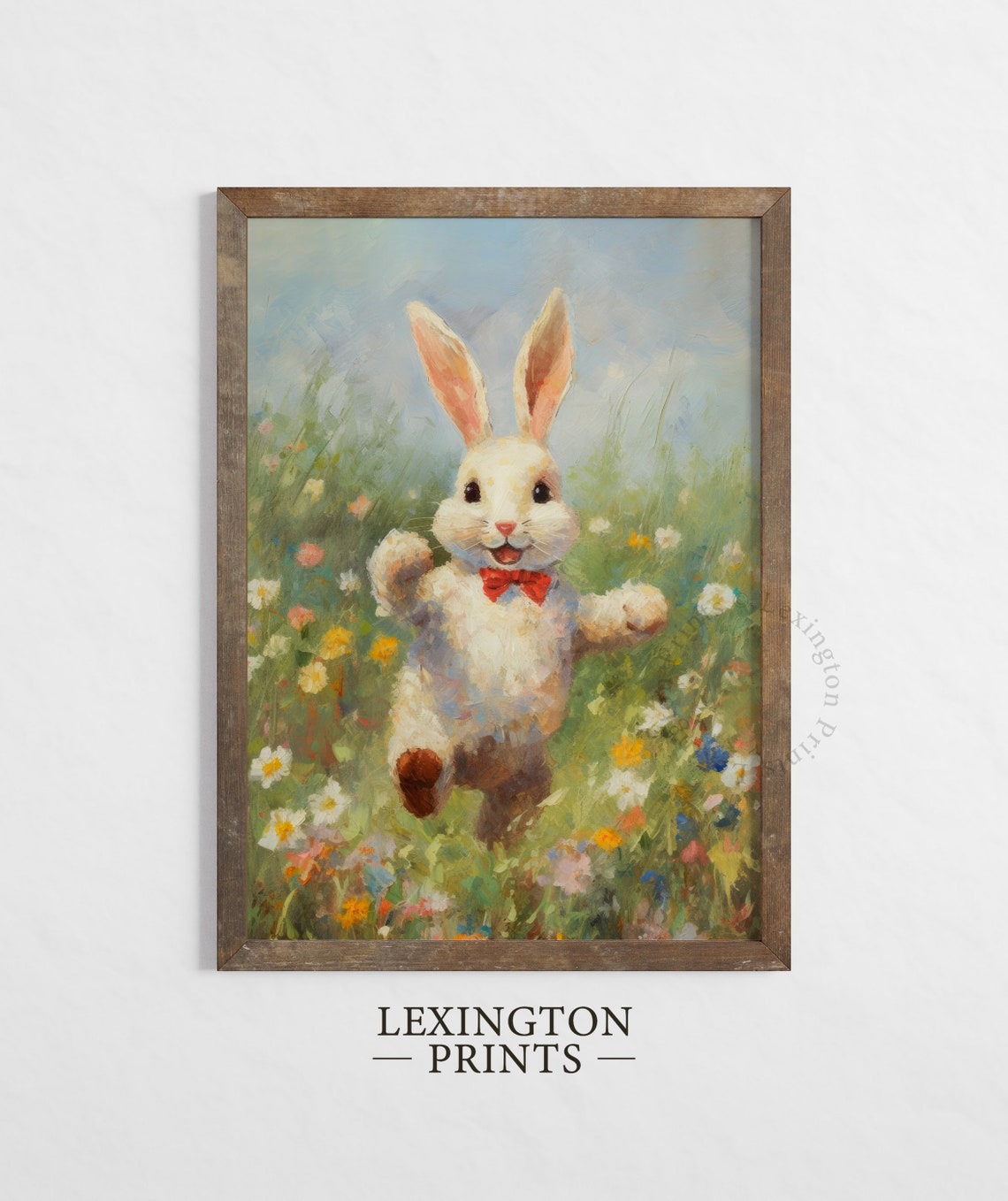 Cute Easter Bunny Easter Wall Art Wildflower Field Spring Print Easter Print Rabbit Painting Nursery Decor Bunny Wall Art 594 - Image 5