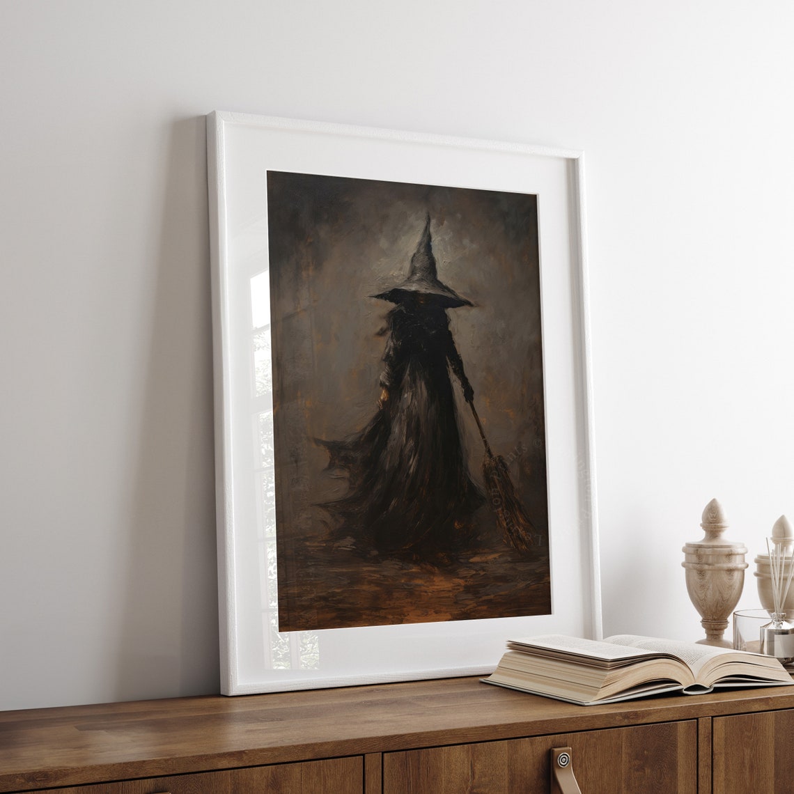 Dark Moody Witch Halloween Gothic Portrait Candlelight Vintage Poster - Image 6