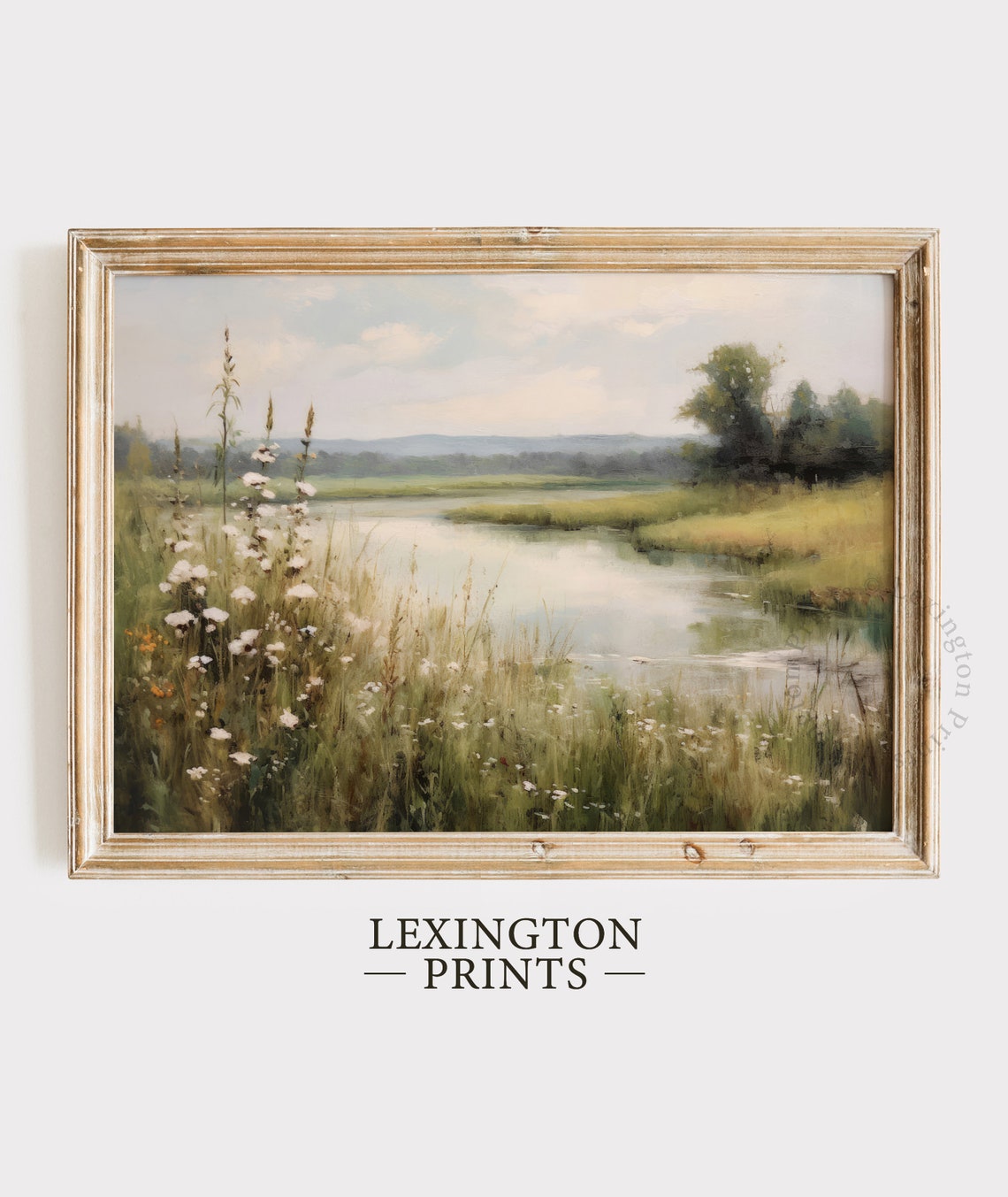 Peaceful River Landscape With Wildflowers Soft Impressionist Art Print - Image 8