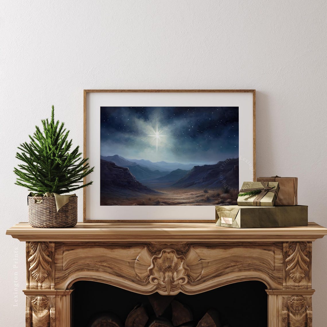 Star of Bethlehem Christmas Star Night Sky Desert Mountain Poster - Image 2