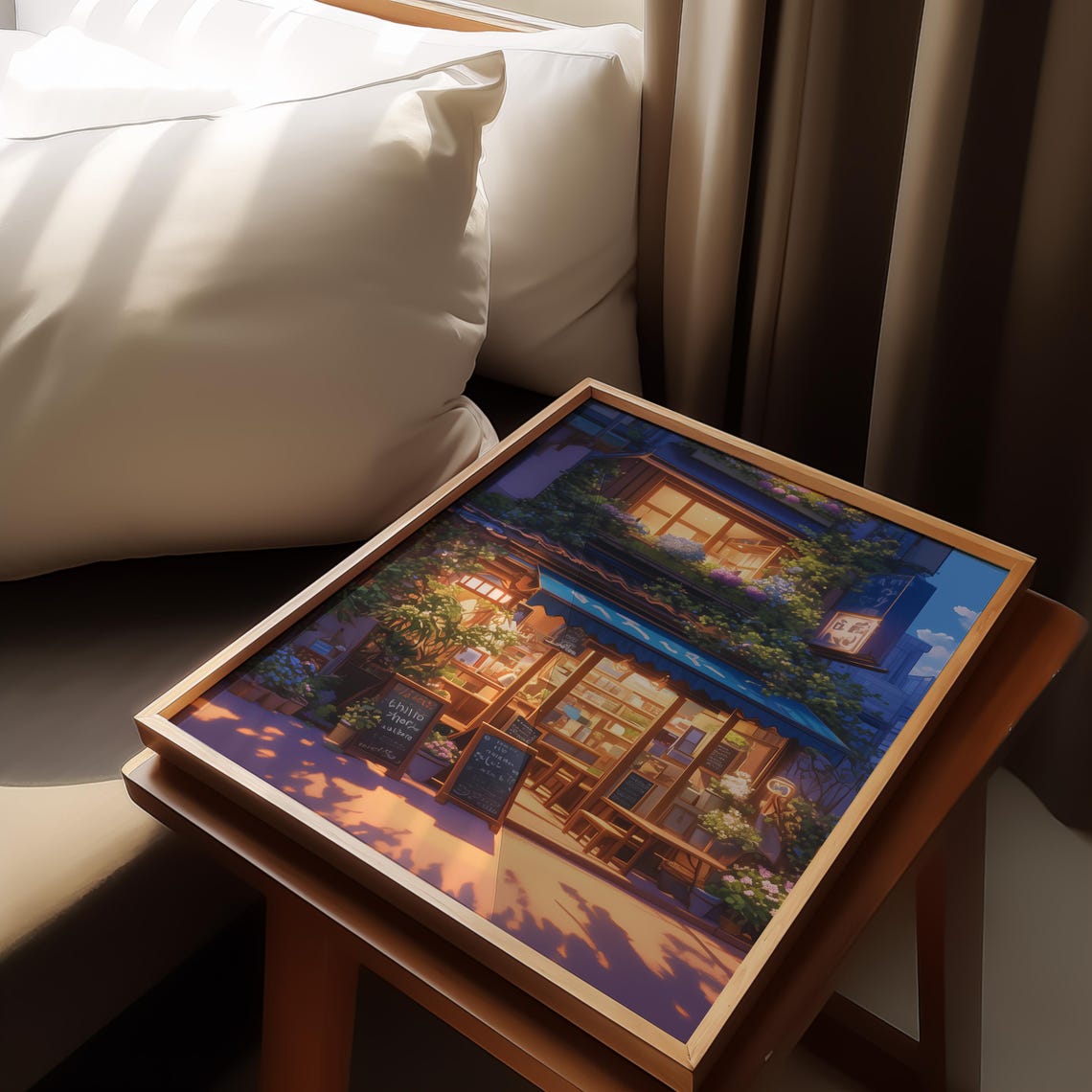 Cozy Anime Cafe Japanese Coffee Shop Warm Sunset Lofi Decor Poster - Image 4