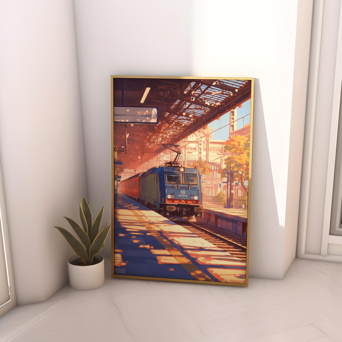 Anime Train Station Sunset Locomotive Japanese City Travel Poster - Image 4