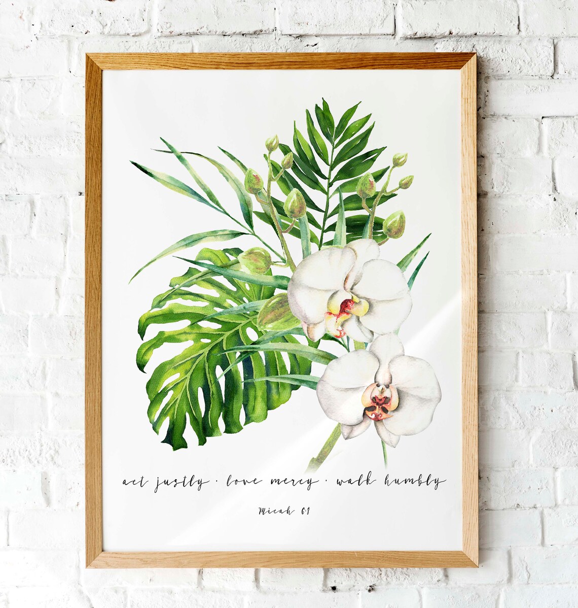 Act Justly Love Mercy Walk Humbly Micah 6 8 Orchid Botanical Poster