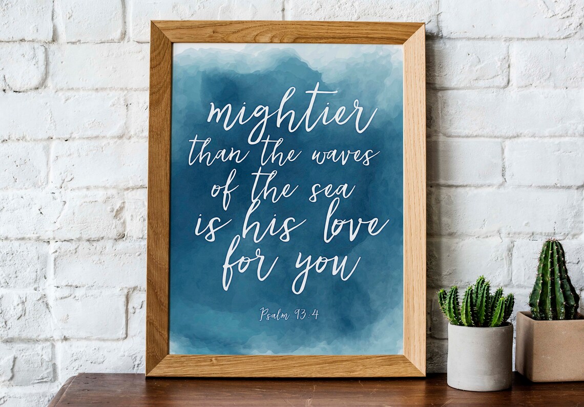 Psalm 93v4 Bible Verse Art Print, Christian Scripture