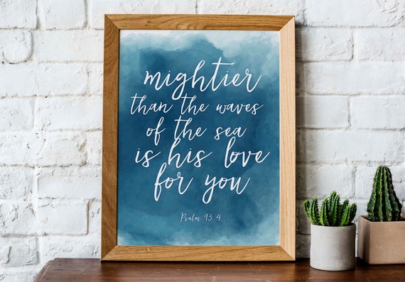 Psalm 93v4 Bible Verse Art Print, Christian Scripture