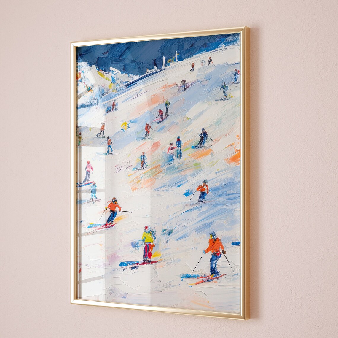 Ski Painting Winter Home Decor Retro Ski Mountain Art Print