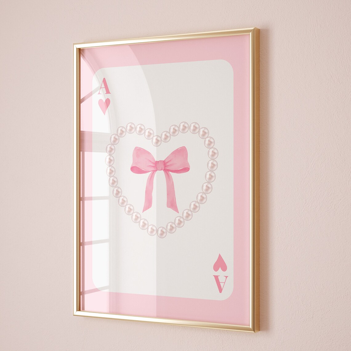 Pink Bow Preppy Poster, Coquette Room Decor