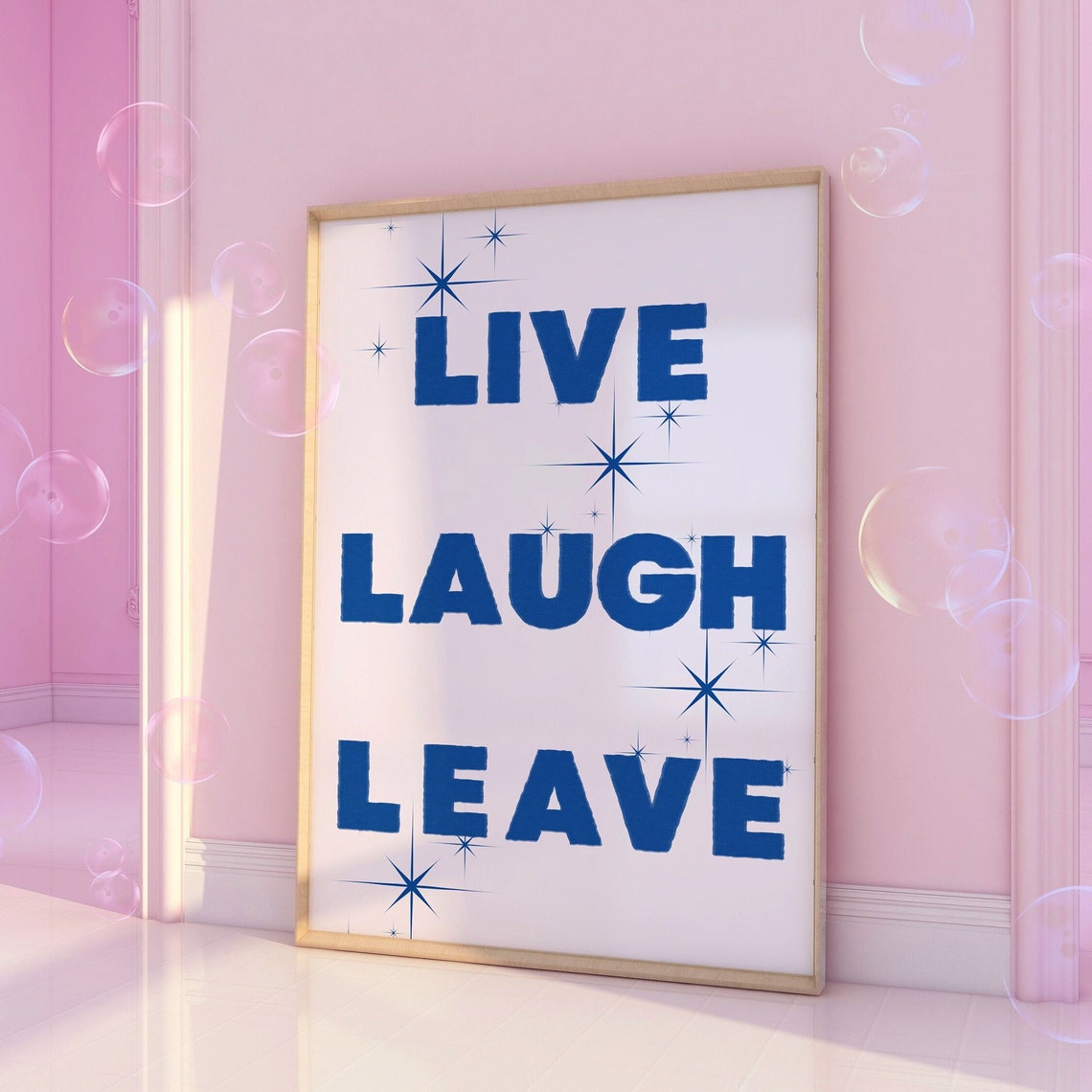 Live Laugh Leave Blue Bold Typography Sassy Funny Quote Poster