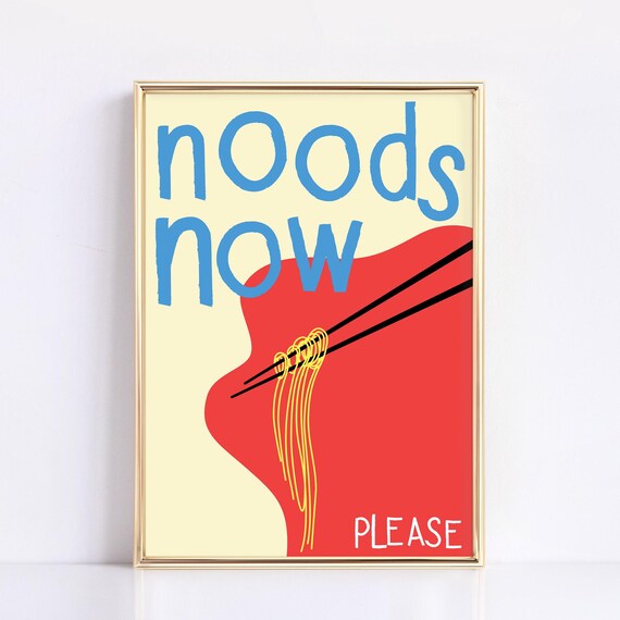 Noods Print Noodles Wall Art Kitchen Wall Art Aesthetic Kitchen Decor Noodles Poster Bar Cart Art Print Ramen Wall Art Cute Food Art