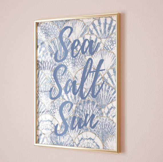 Sea Salt Sun Physical Print Watercolor Seashells Trendy Vintage Coastal Grandmother Print Coastal Cowgirl Wall Art College Dorm Decor