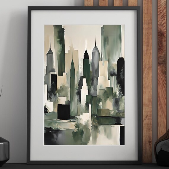 New York Watercolor Art Painting Style Abstract Print