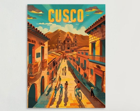 Cusco Vintage Colorful Poster Unique Wall Art For Home Decor Perfect Travel Souvenir Ideal Housewarming Gift