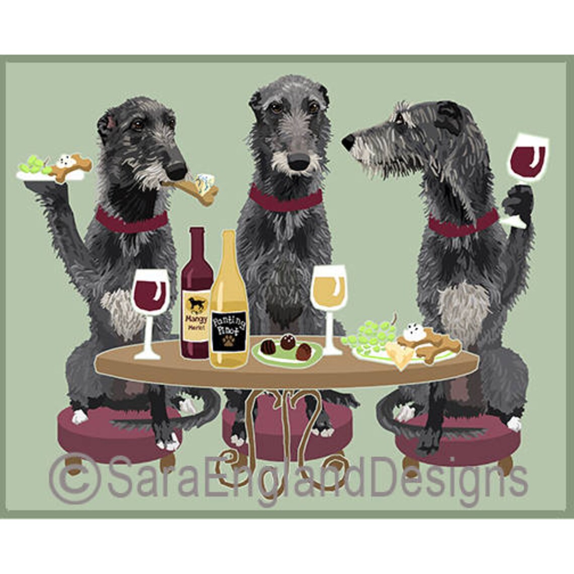 Scottish Deerhound - Wineing Dog Art Print