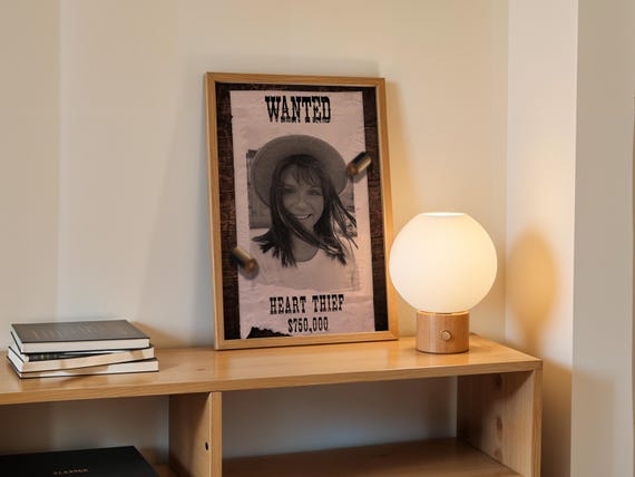 Wanted Poster Personalized Heart Thief Photo Gift For Her Or Him Funny Couple Wall Art Custom Romantic Valentine Print