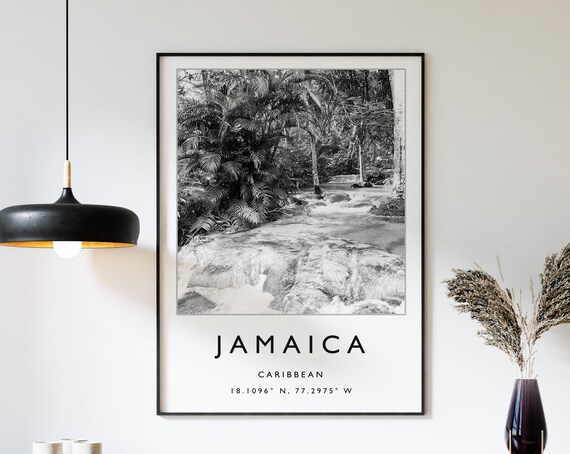 Jamaica Travel Poster, Black And White Travel Art