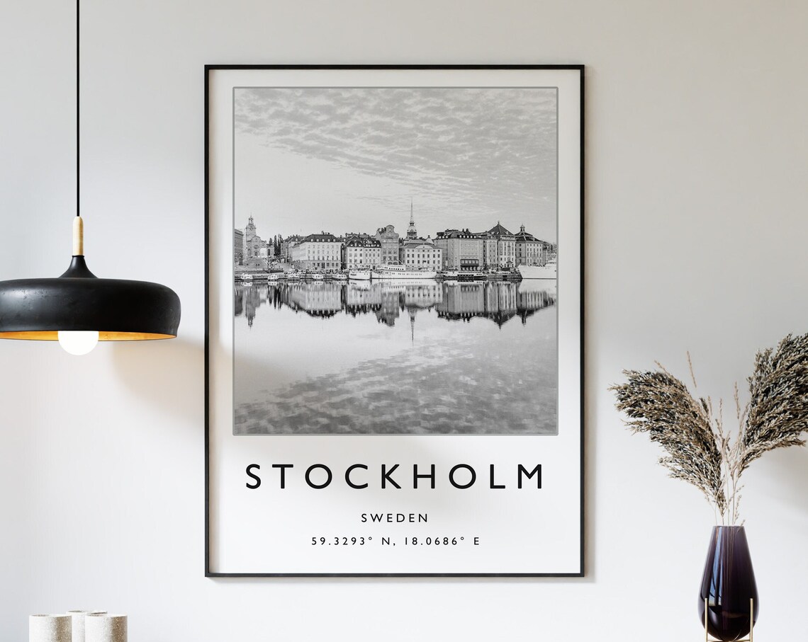 Stockholm Black And White Travel Poster, Sweden