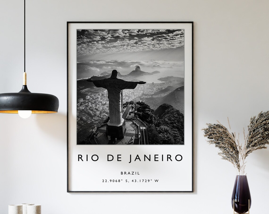 Rio De Janeiro Poster, Black and White Travel Art