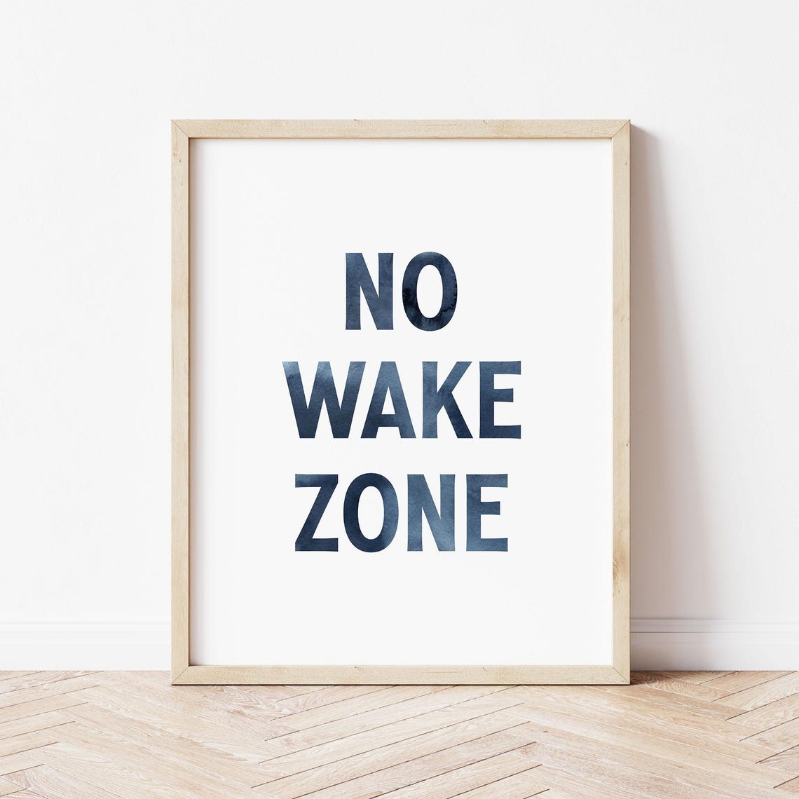 No Wake Zone Navy Watercolor Typography Nautical Nursery Sign Poster - Image 4