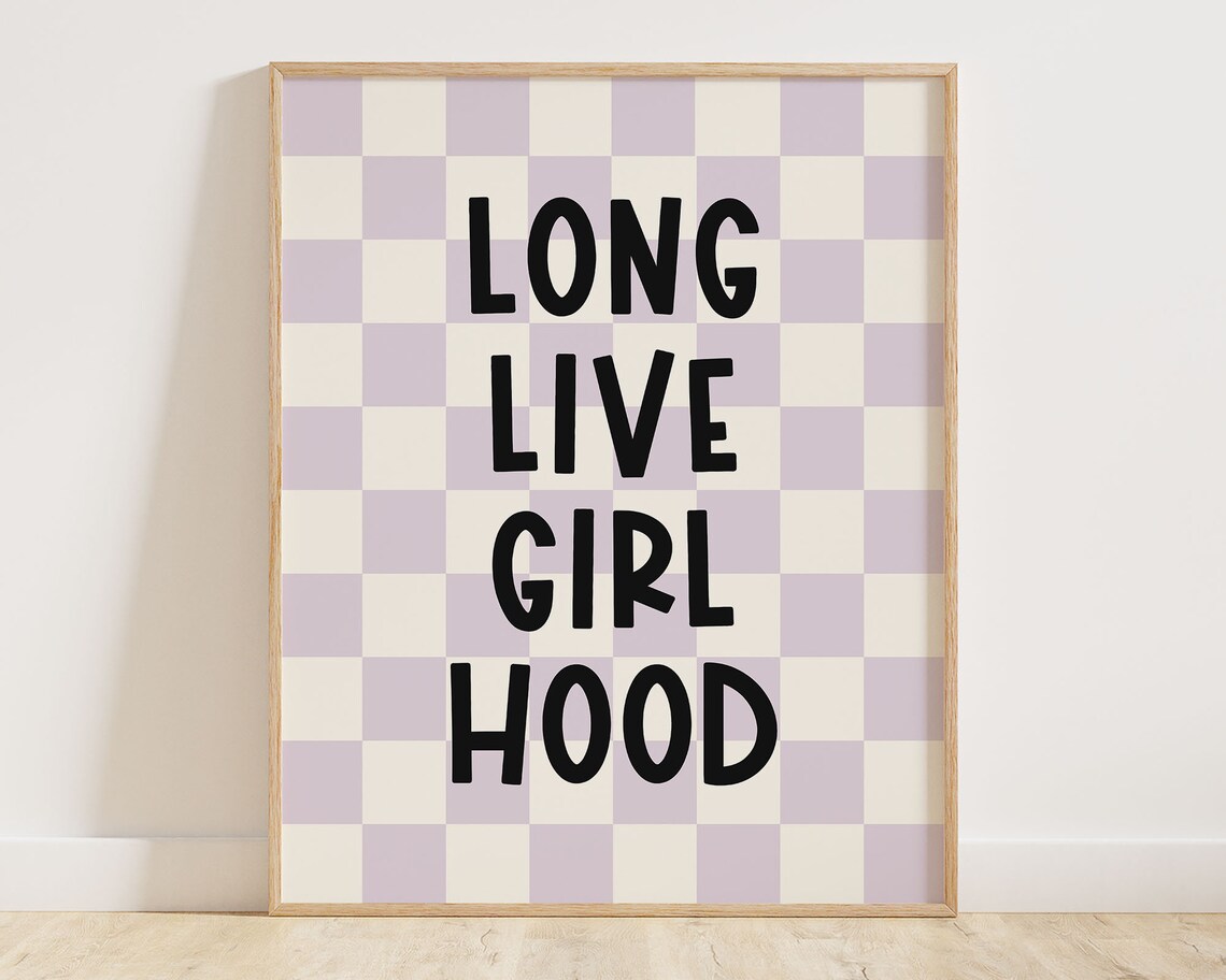 Long Live Girlhood Wall Art Retro Checker Toddler Girls Room Decor Kids Trendy Wall Art Preppy Room Decor Y2k Decor - Image 2