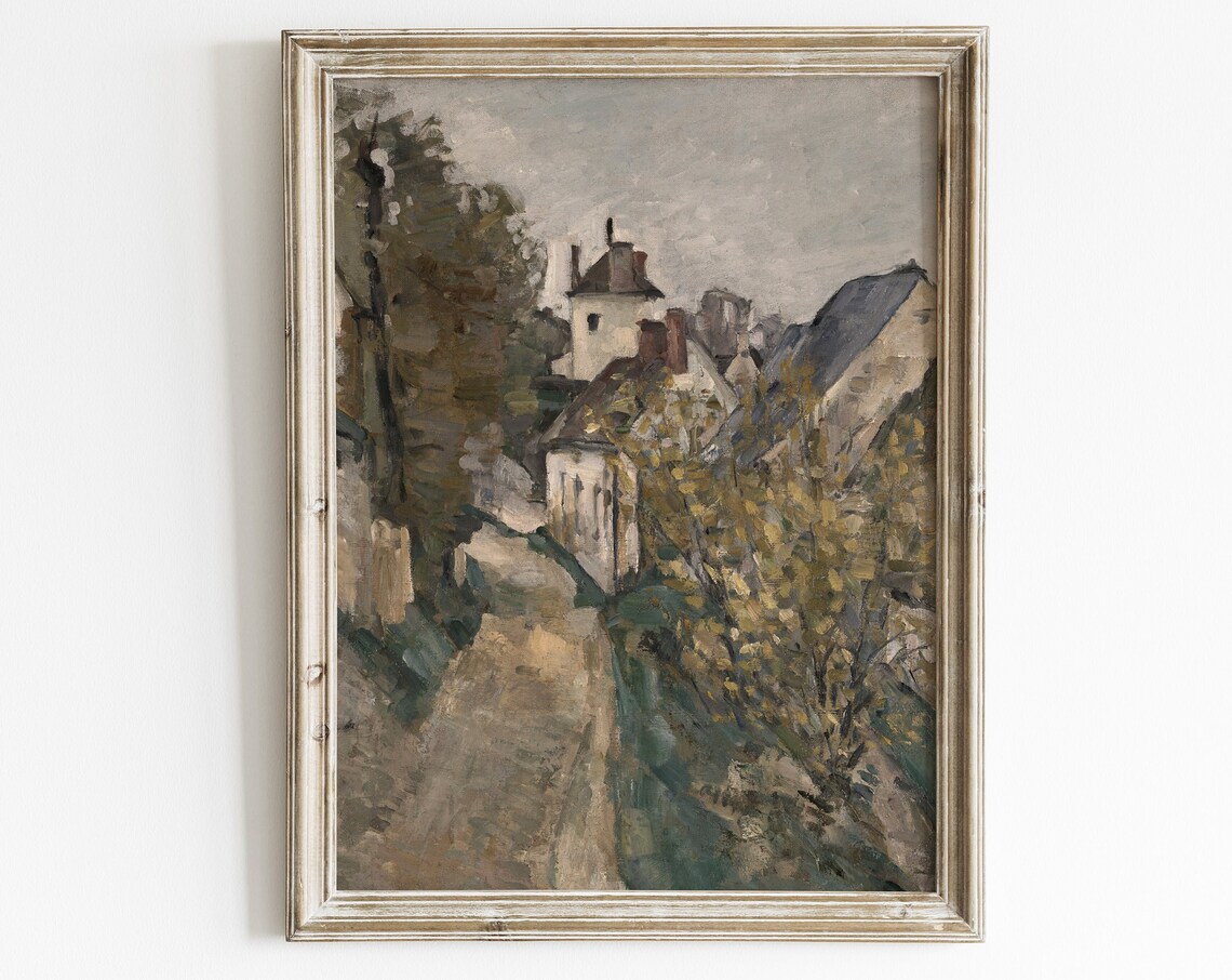 Antique European Village Art Print, Rustic Neutral