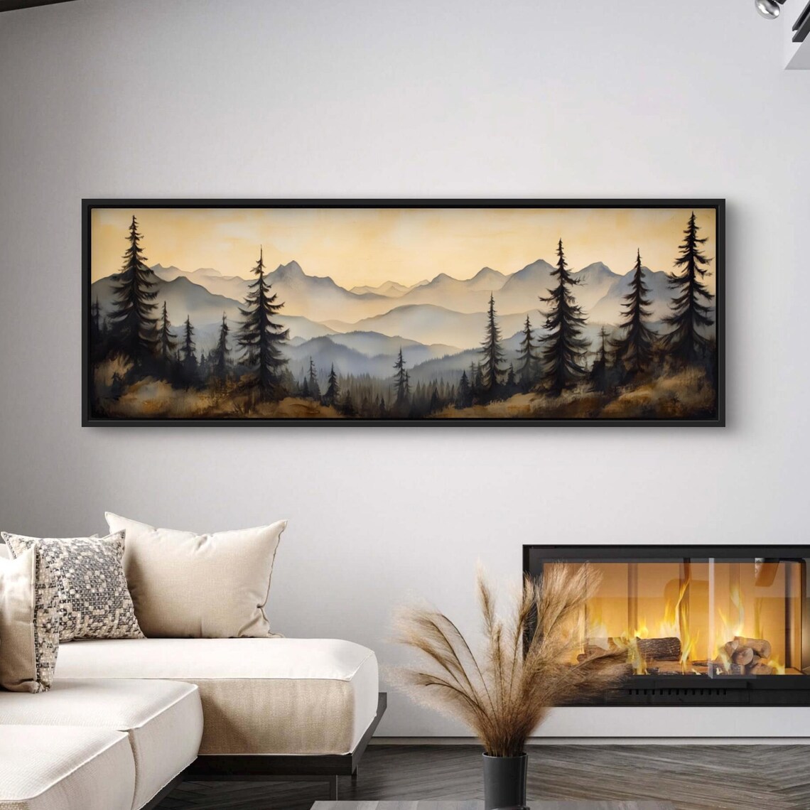 Misty Forest Sunrise Mountain Landscape Art Print