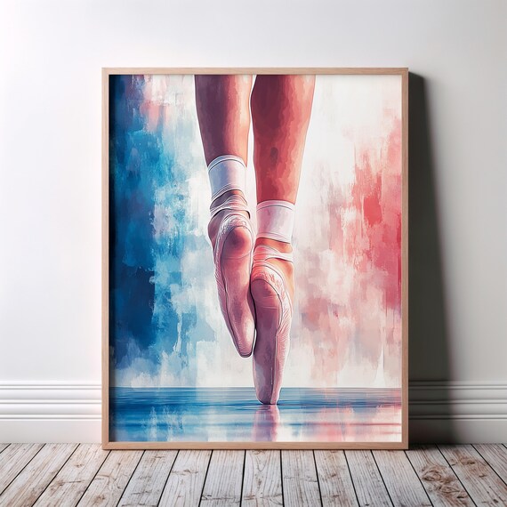 Ballet Wall Art Dance Pink And Blue Ballerina Modern Poster Watercolour Print Home Decor