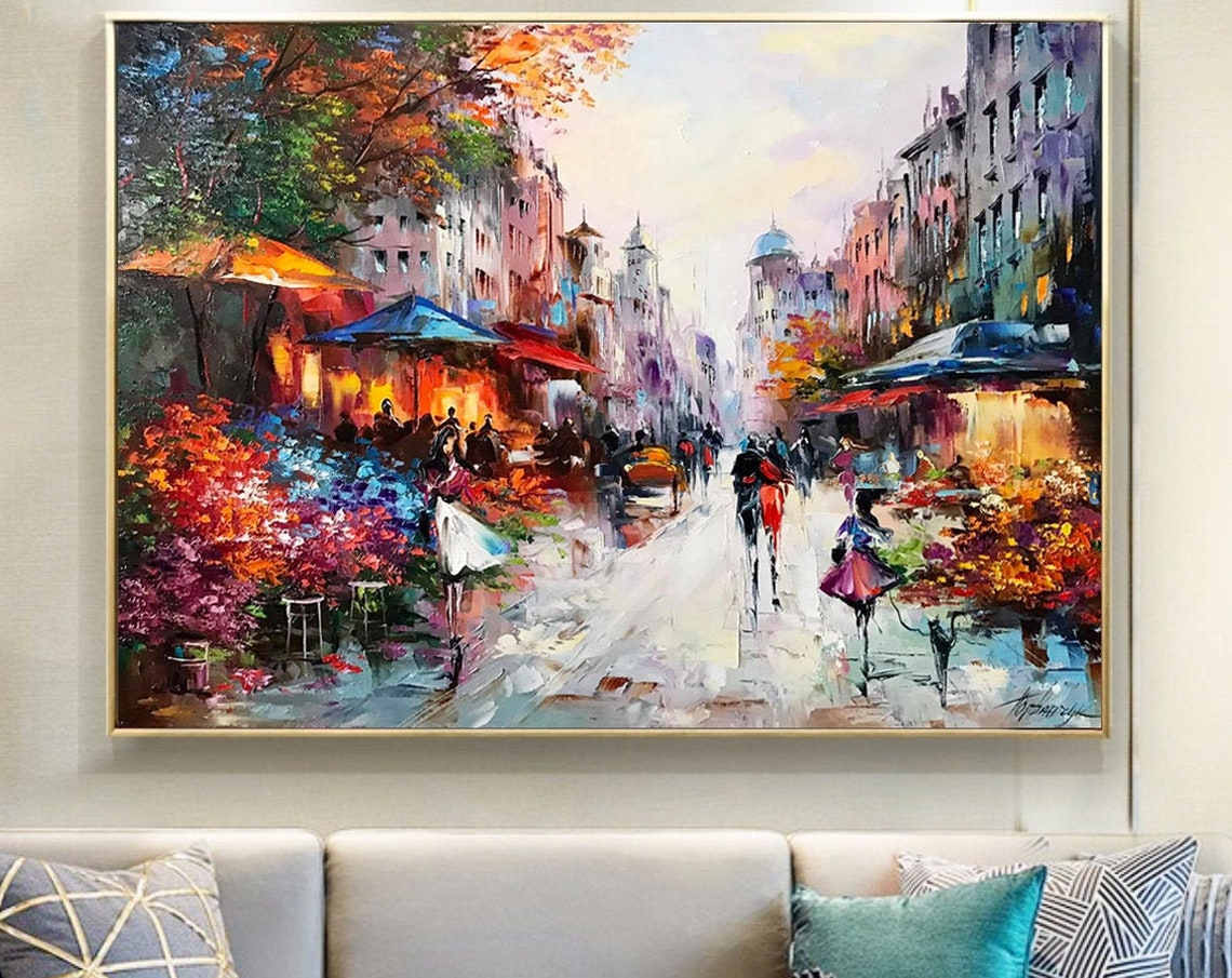 French Street Scene Oil Painting Original Paris Street Painting Emily In Paris Wall Art French Street Cafe Paintings Paris French Gifts - Image 3