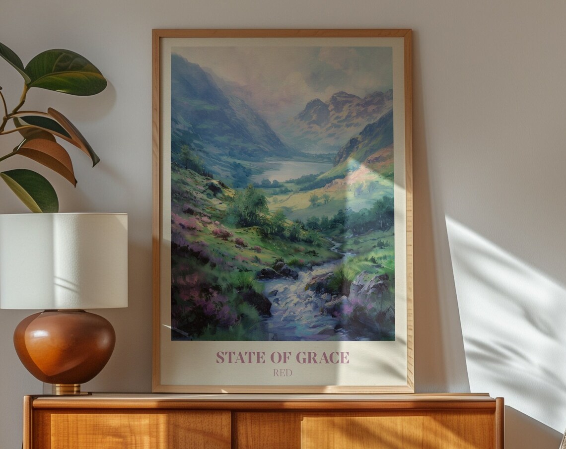 State Of Grace Print, Red Folklore Bedroom Decor