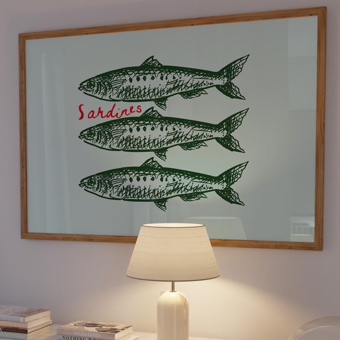 Sardines Wall Art, Vintage Seafood Kitchen Art Print