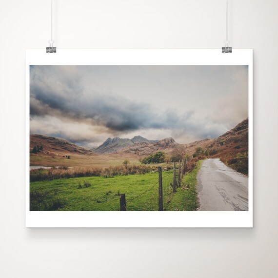 Blea Tarn Valley Lake District Country Road Under Stormy Sky Photo Poster