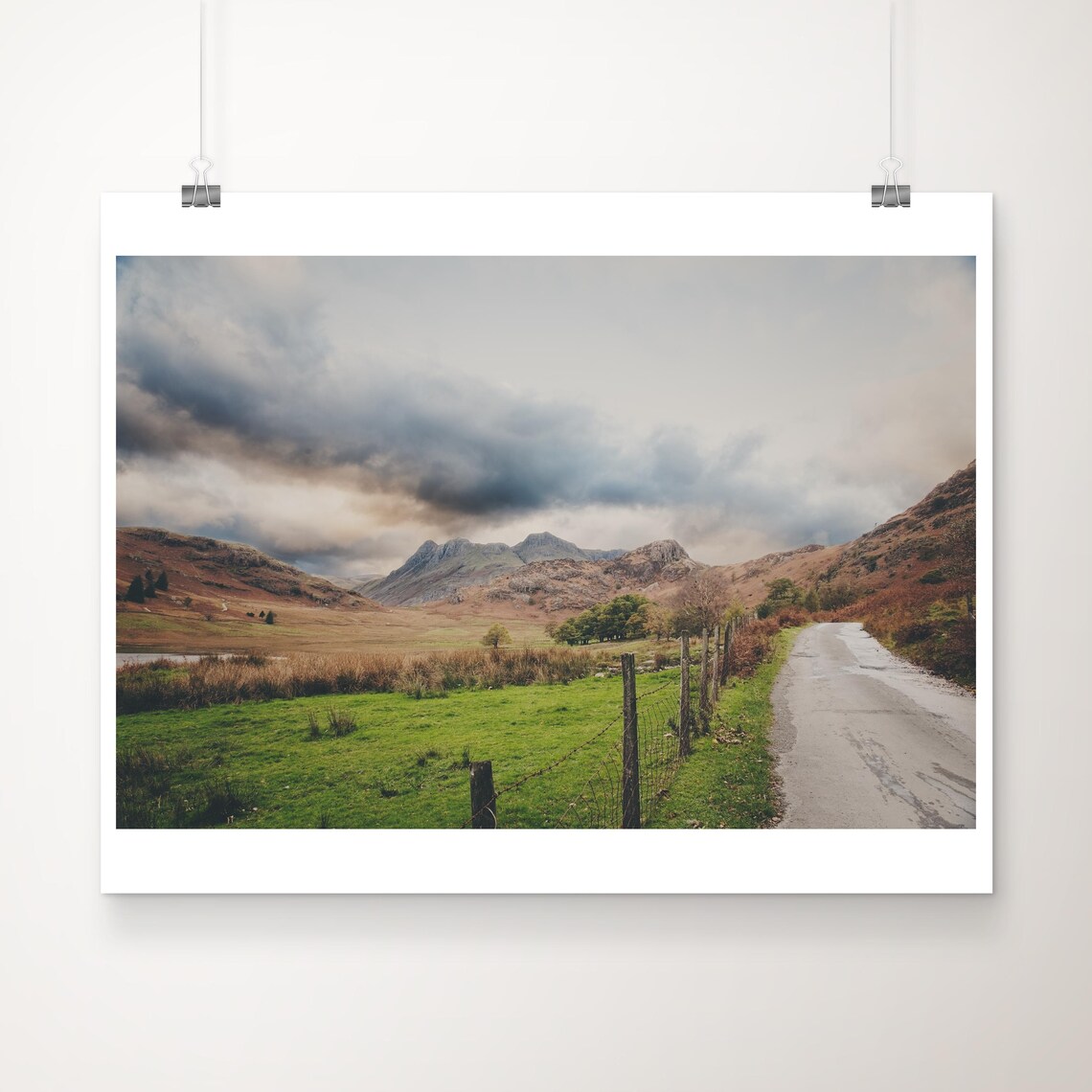 Blea Tarn Valley Lake District Country Road Under Stormy Sky Photo Poster