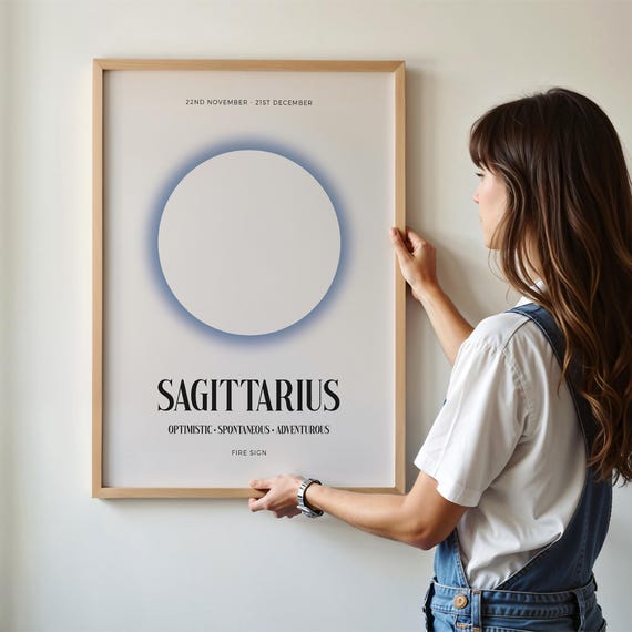 Sagittarius Zodiac Print Retro Astrology Star Sign