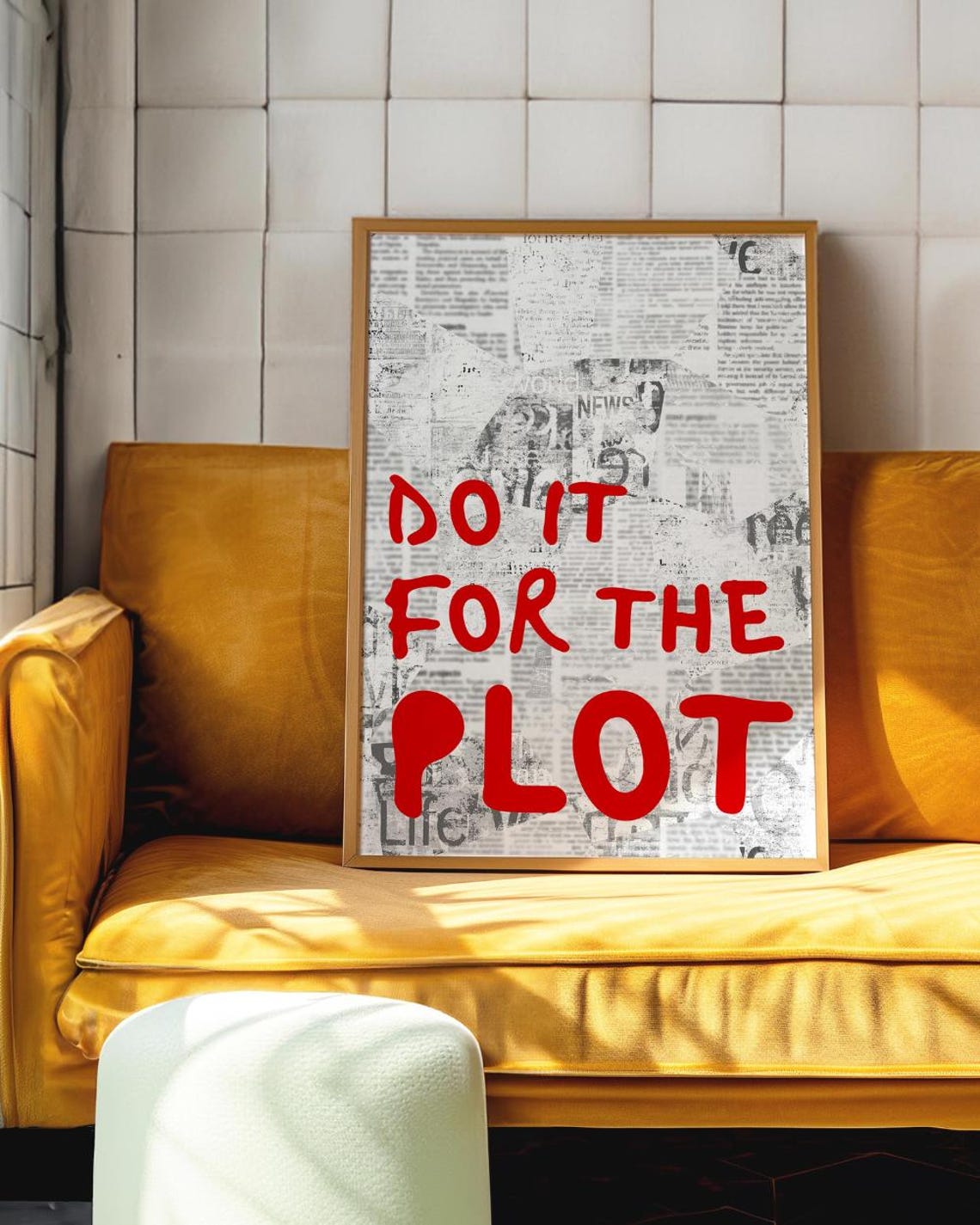 Do It For The Plot Red Newspaper Collage Motivational Poster - Image 4